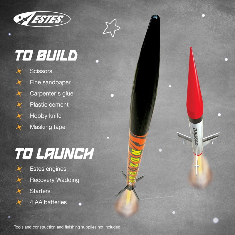 Estes Tandem-X Flying Model Rocket Launch Set with Amazon and Crossfire ISX Rockets - Orange, 30 Inches - Image 4